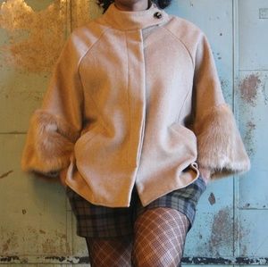 Tan Tweed Coat in Women